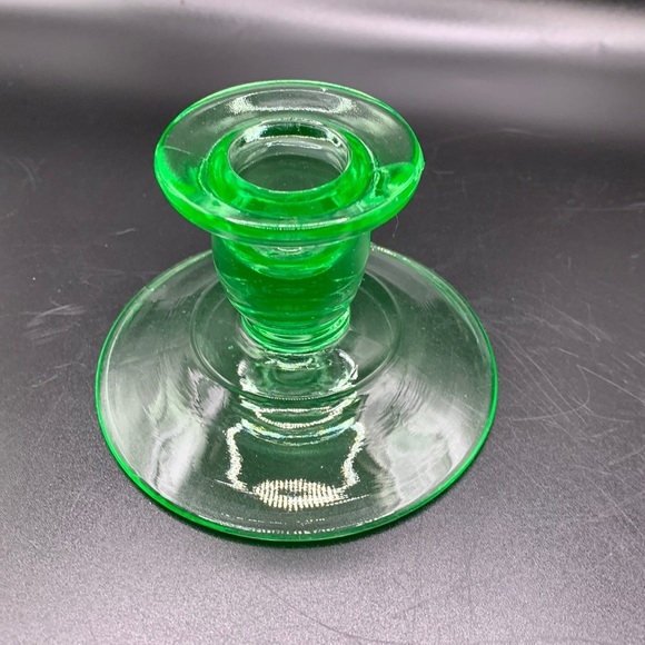 Other Uranium Glass Glow Glass Candlestick Holder Approx 25 Tall Poshmark